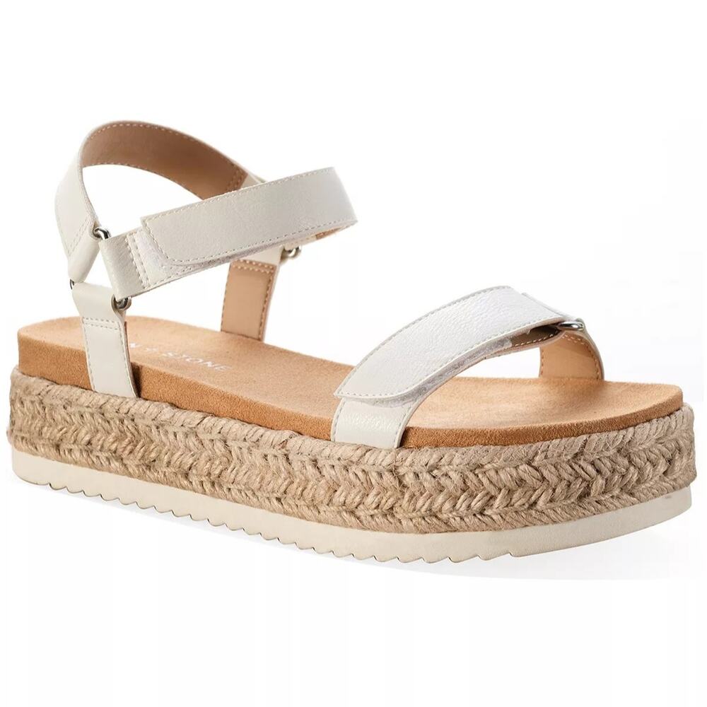 Sun + Stone Women Rylaan Ankle Strap Espadrille Sandal Size US 11M White Smooth